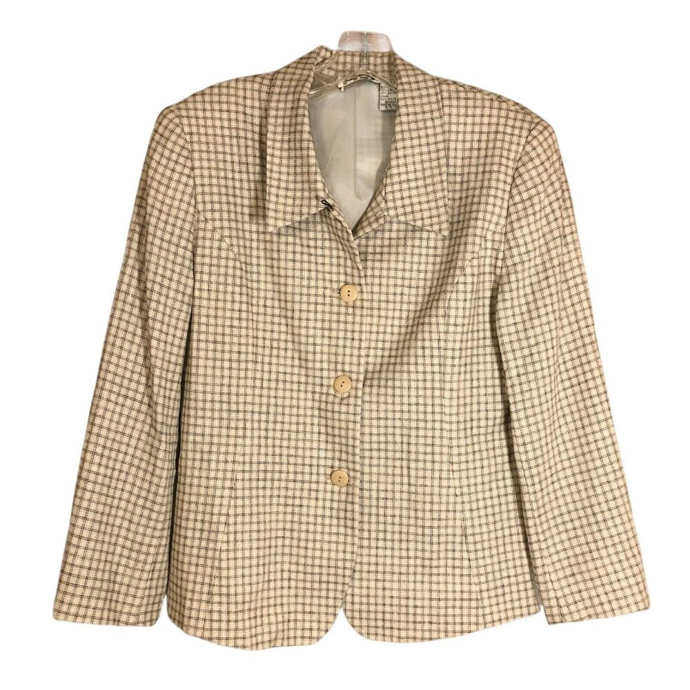 Paul Harris Design Women Sz Small Blazer Jacket Tan Black Plaid New Without Tags